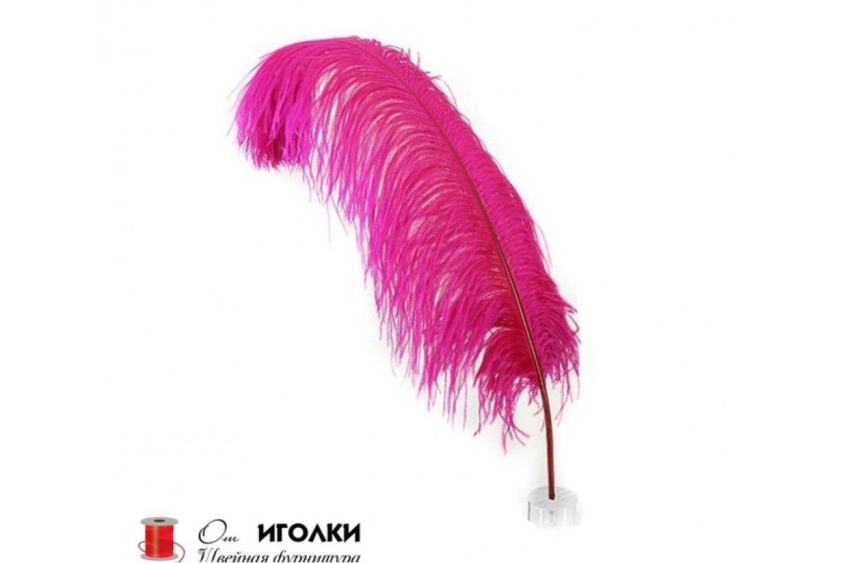 Перья страуса дл.60-75 см арт.10140 цв.ярко-розовый уп.1 шт